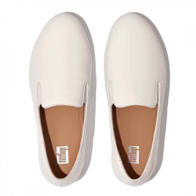 Fitflop Superskate Wipe Clean Women's Loafers White | IE-VWME-31859