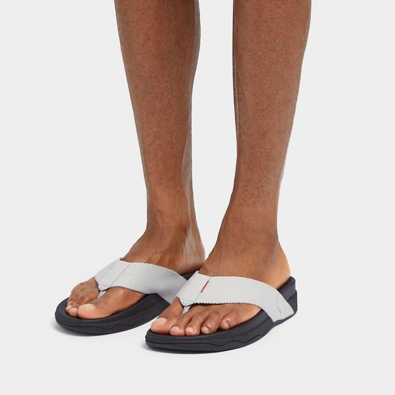 Fitflop Surfer Polyester Men's Toe-Post Sandals Grey | IE-ORNC-87214