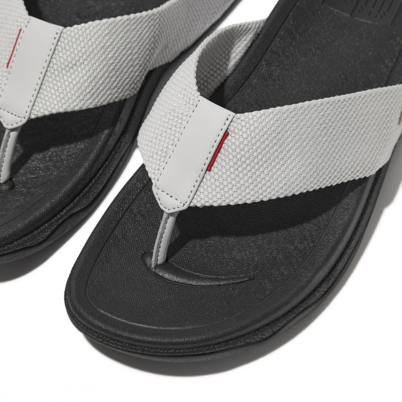 Fitflop Surfer Polyester Men's Toe-Post Sandals Grey | IE-ORNC-87214