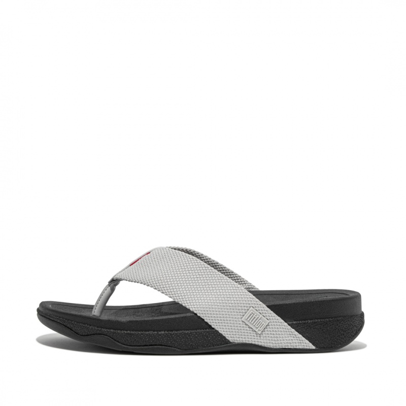 Fitflop Surfer Polyester Men\'s Toe-Post Sandals Grey | IE-ORNC-87214