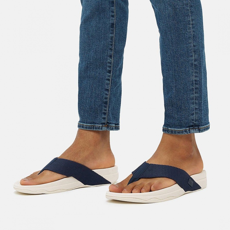 Fitflop Surfer Polyester Men's Toe-Post Sandals Blue | IE-MRUW-14805