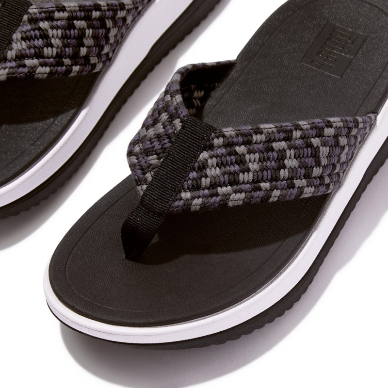 Fitflop Surff Cotton Webbing Toe Thongs Women's Thongs Black | IE-FVXQ-38541