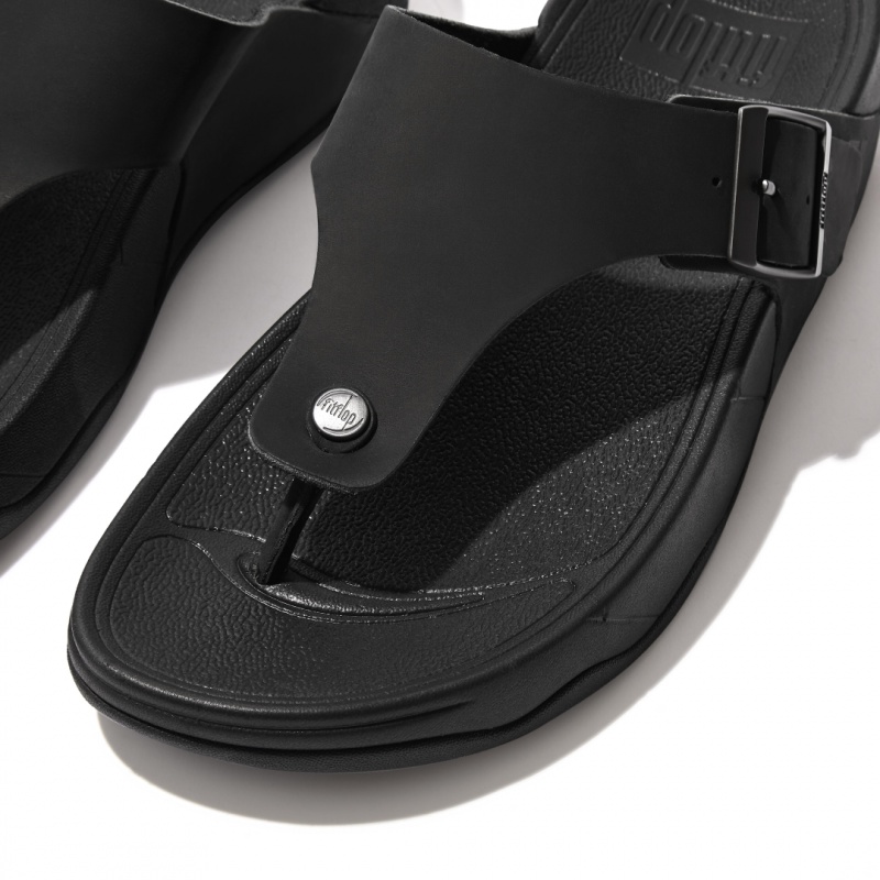 Fitflop Trakk Ii Nubuck Toe Men's Thongs Black | IE-VEIL-46258