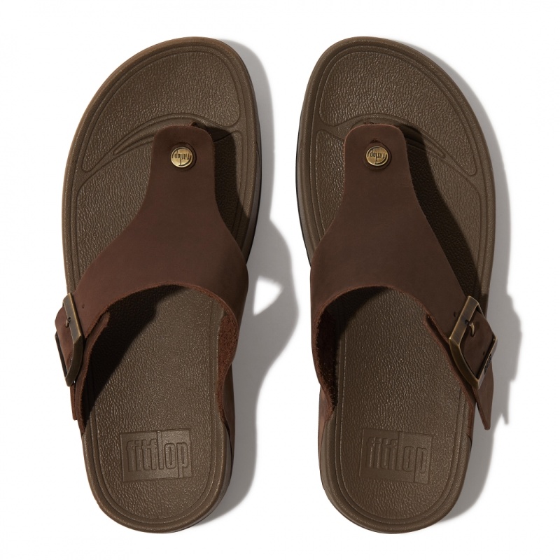 Fitflop Trakk Ii Nubuck Toe Men's Thongs Brown | IE-TSZM-41206