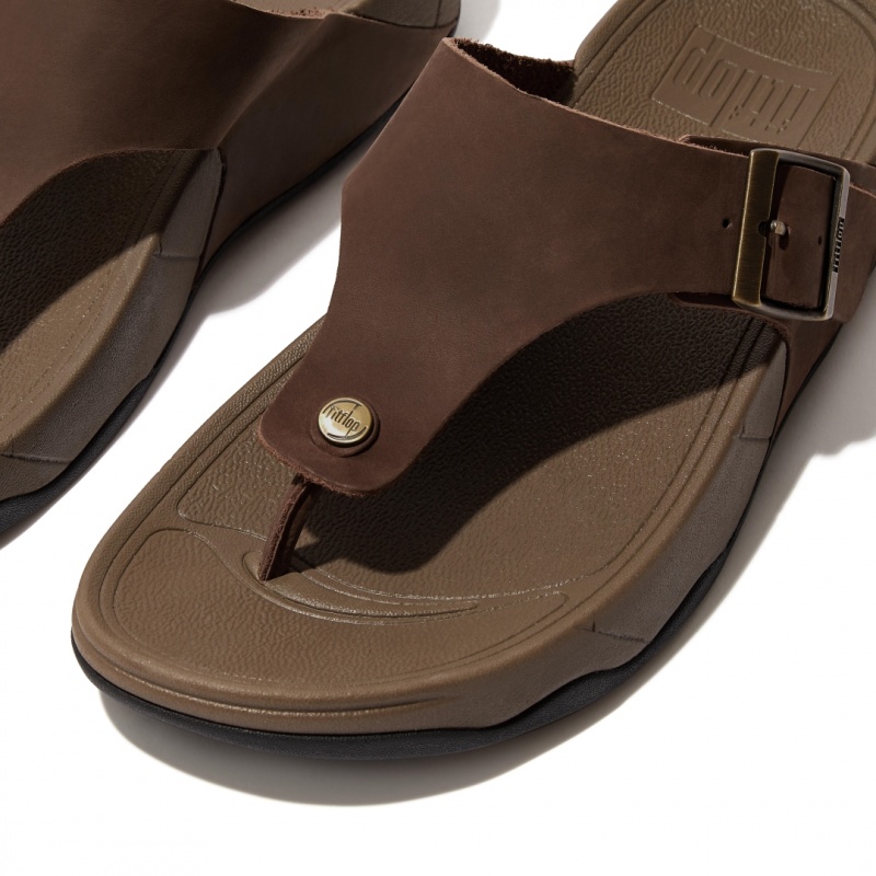 Fitflop Trakk Ii Nubuck Toe Men's Thongs Brown | IE-TSZM-41206