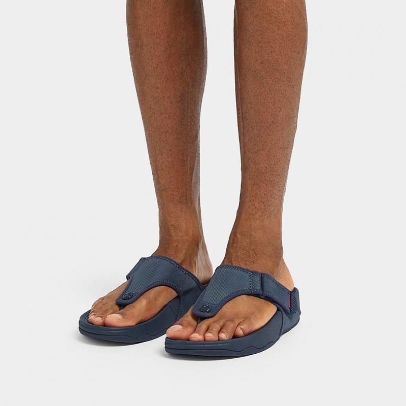 Fitflop Trakk Ii Polyester Faux Toe Men's Thongs Blue | IE-EJZA-62347