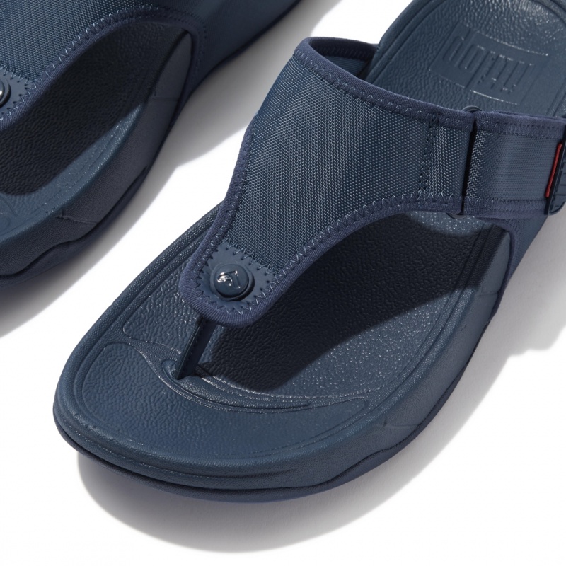 Fitflop Trakk Ii Polyester Faux Toe Men's Thongs Blue | IE-EJZA-62347