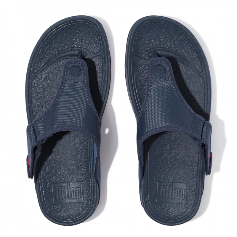 Fitflop Trakk Ii Polyester Faux Toe Men's Thongs Blue | IE-EJZA-62347