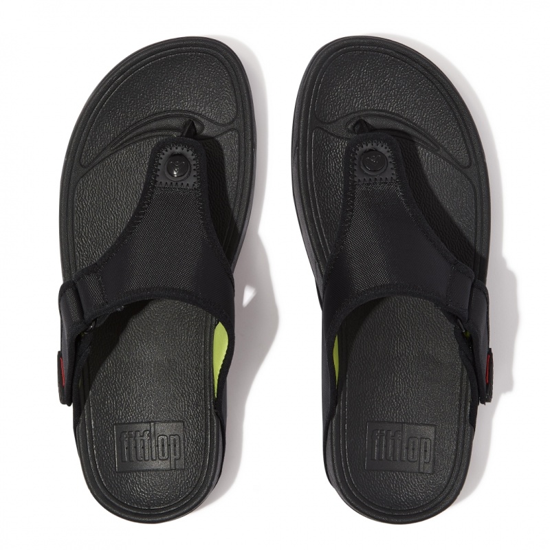 Fitflop Trakk Ii Polyester Faux Toe Men's Thongs Black | IE-FKZS-56823