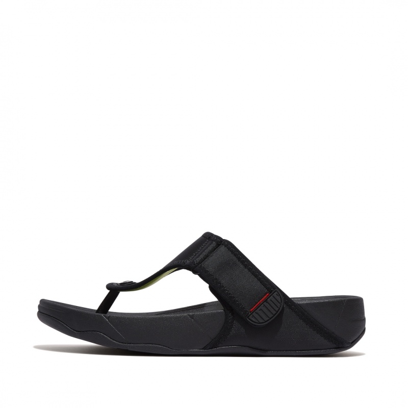 Fitflop Trakk Ii Polyester Faux Toe Men\'s Thongs Black | IE-FKZS-56823