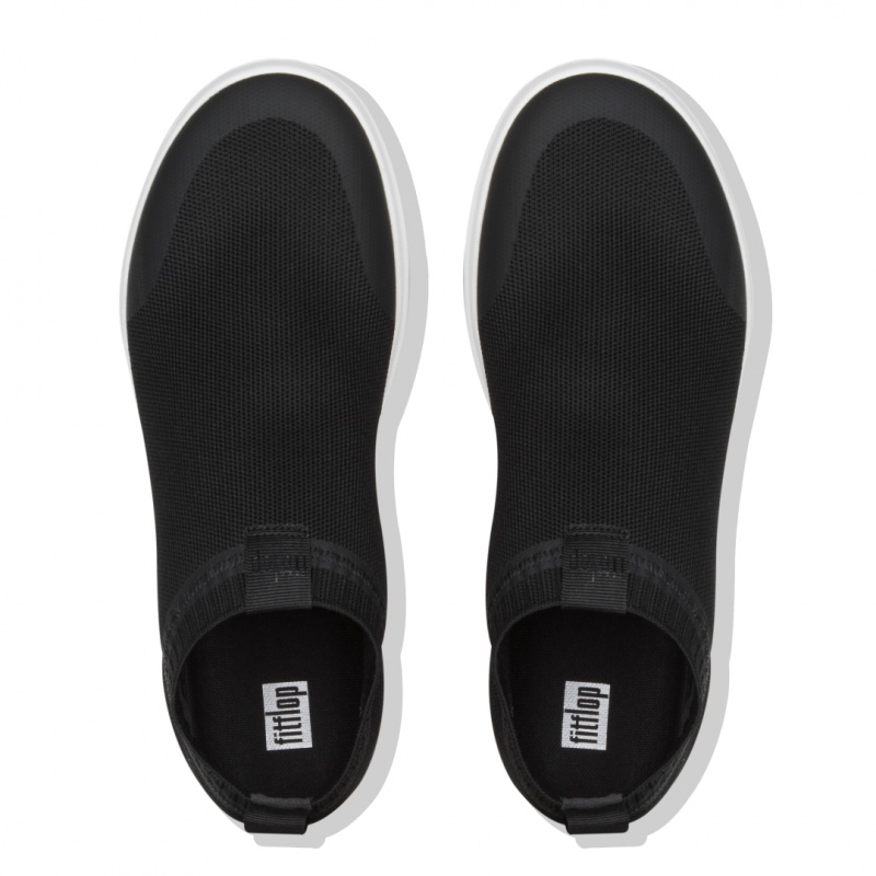 Fitflop Uberknit Nylon Mix Knit Tpu Rubber Men's Sneakers Black White | IE-PDAM-76148