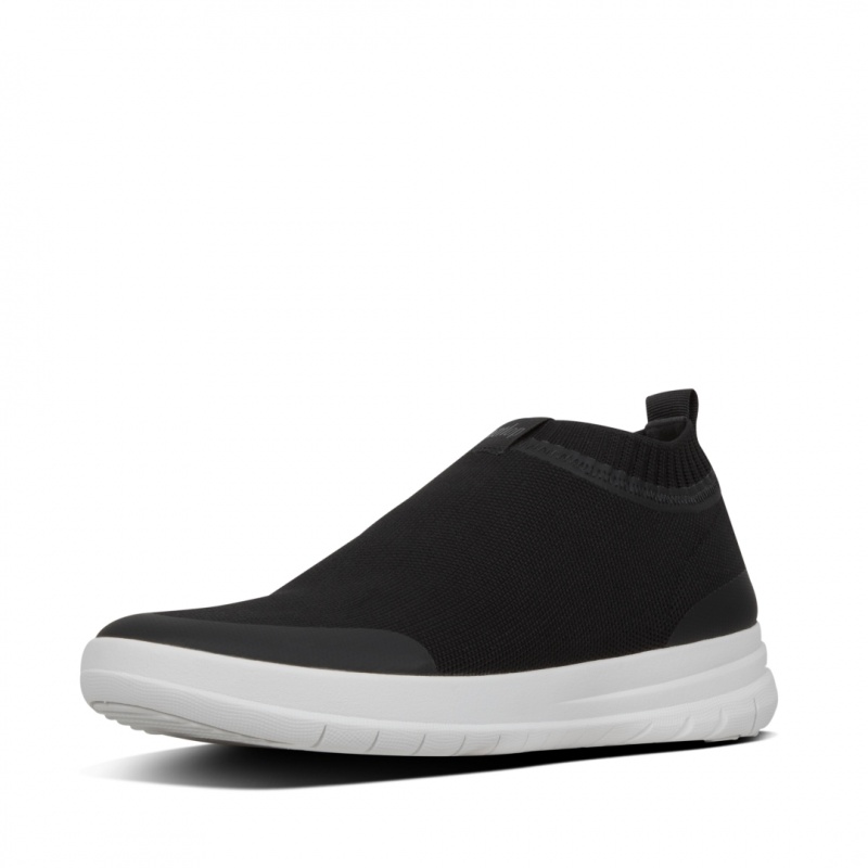 Fitflop Uberknit Nylon Mix Knit Tpu Rubber Men's Sneakers Black White | IE-PDAM-76148