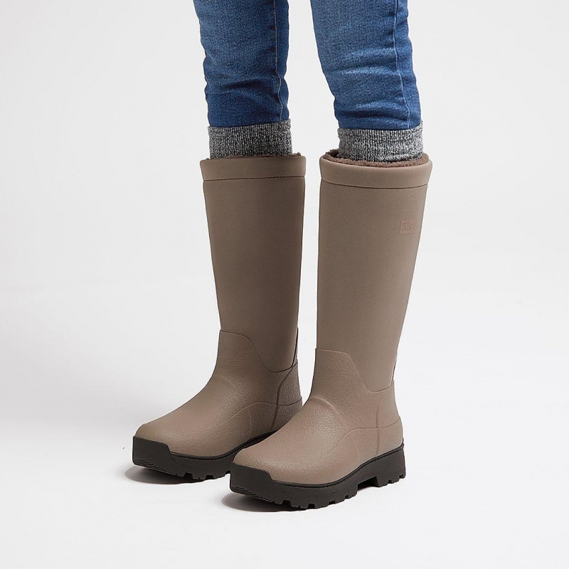 Fitflop Wonderwelly Atb Natural Mix Welly Women's Rubber Boots Grey | IE-WMRG-62730