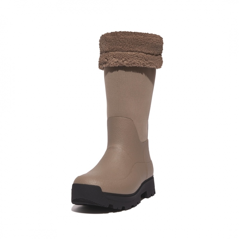 Fitflop Wonderwelly Atb Natural Mix Welly Women's Rubber Boots Grey | IE-WMRG-62730