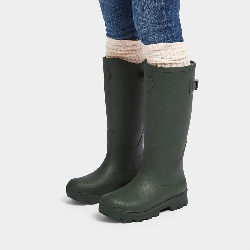 Fitflop Wonderwelly Atb Natural Mix Welly Women's Rubber Boots Deep Green | IE-NHUD-07591