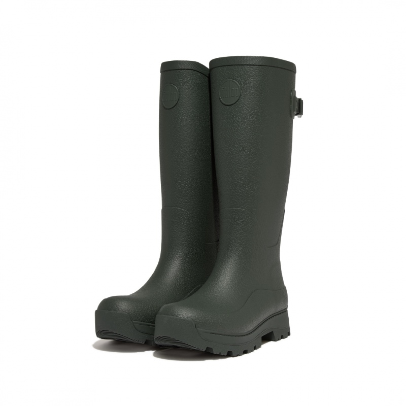 Fitflop Wonderwelly Atb Natural Mix Welly Women's Rubber Boots Deep Green | IE-NHUD-07591