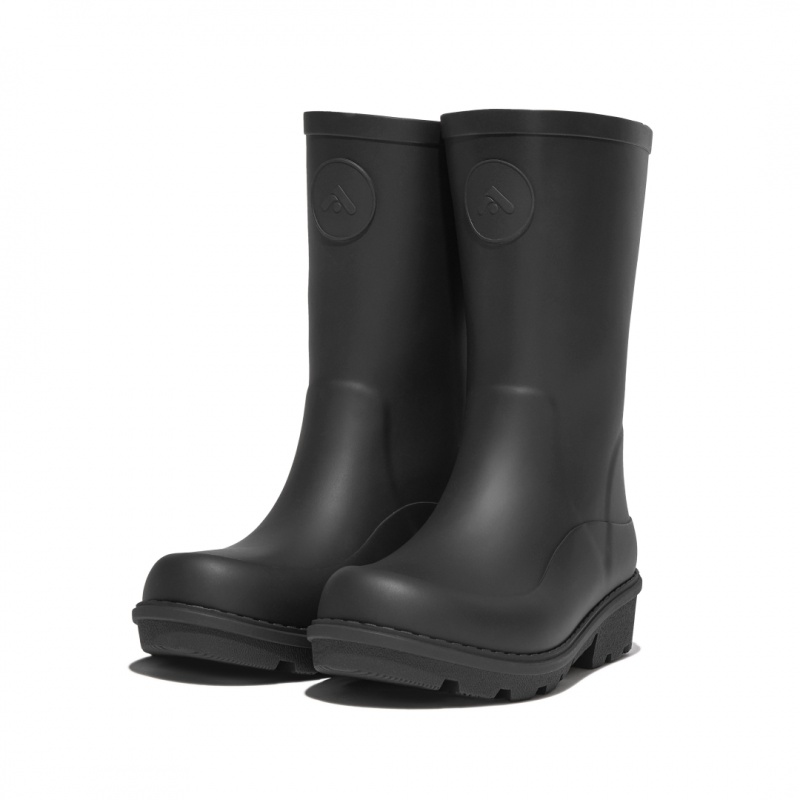 Fitflop Wonderwelly Natural Mix Welly Kids'' Rubber Boots Black | IE-YXKS-89715