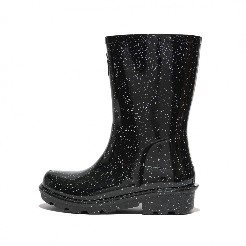 Fitflop Wonderwelly Natural Mix Welly Kids\'\' Rubber Boots Black | IE-OVIH-31465