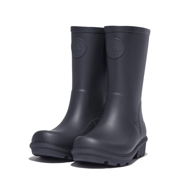 Fitflop Wonderwelly Natural Mix Welly Kids'' Rubber Boots Black | IE-UCGT-85670