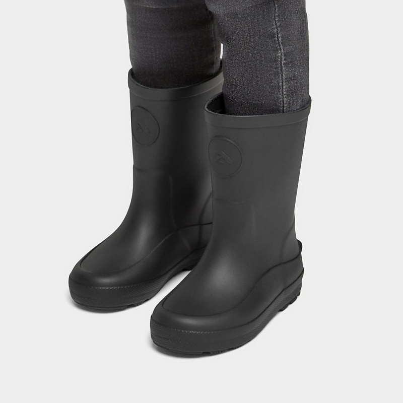 Fitflop Wonderwelly Natural Rubber Mix Kids'' Rain Boots Black | IE-DLCS-16930