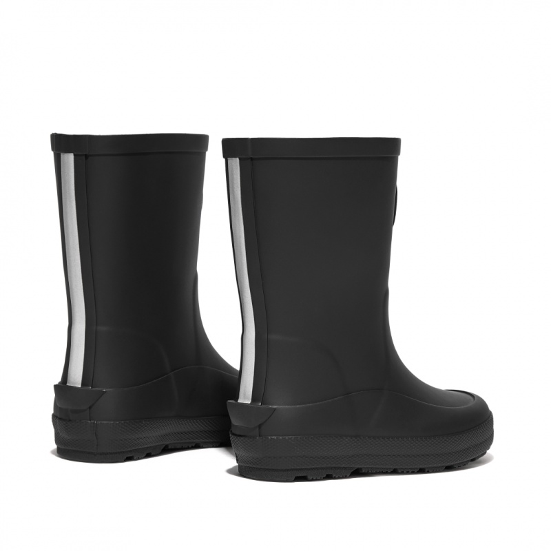 Fitflop Wonderwelly Natural Rubber Mix Kids'' Rain Boots Black | IE-DLCS-16930