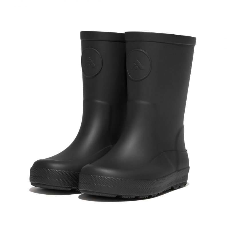 Fitflop Wonderwelly Natural Rubber Mix Kids'' Rain Boots Black | IE-DLCS-16930